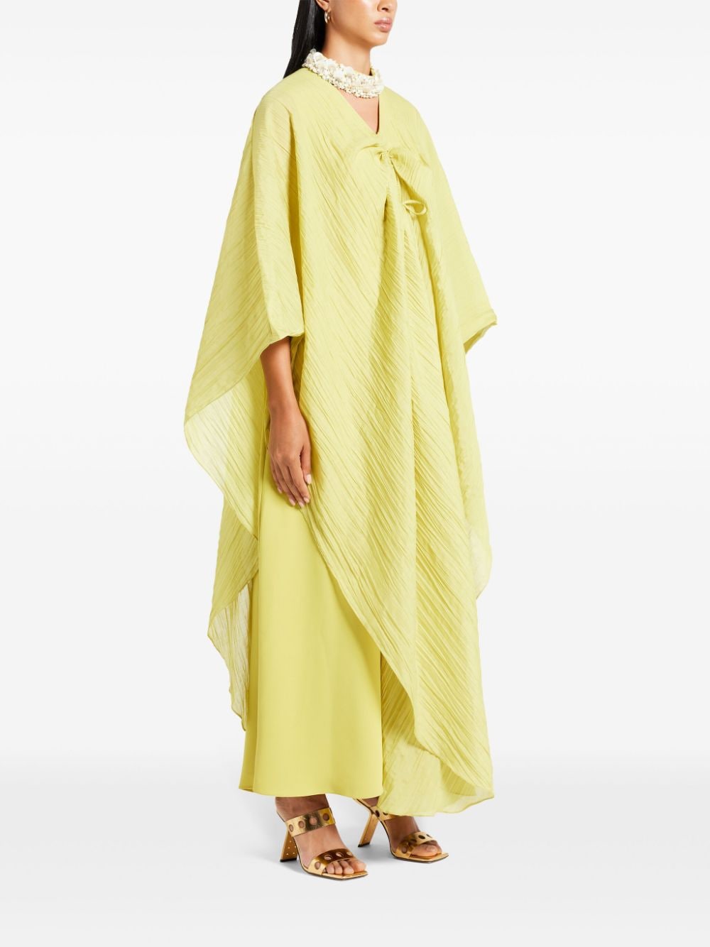 Shop Anatomi Kaylee Bead-embellished Kaftan In Yellow