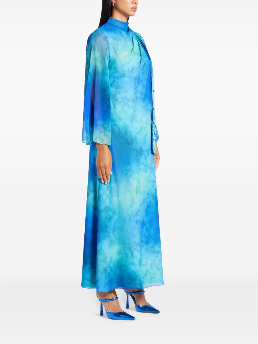 Shop Anatomi Alani Tie-dye Sequin-embellished Dress In Blue