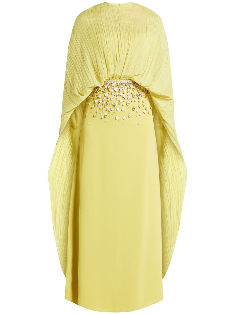 Anatomi Kehlani Beaded Cape Dress In Yellow