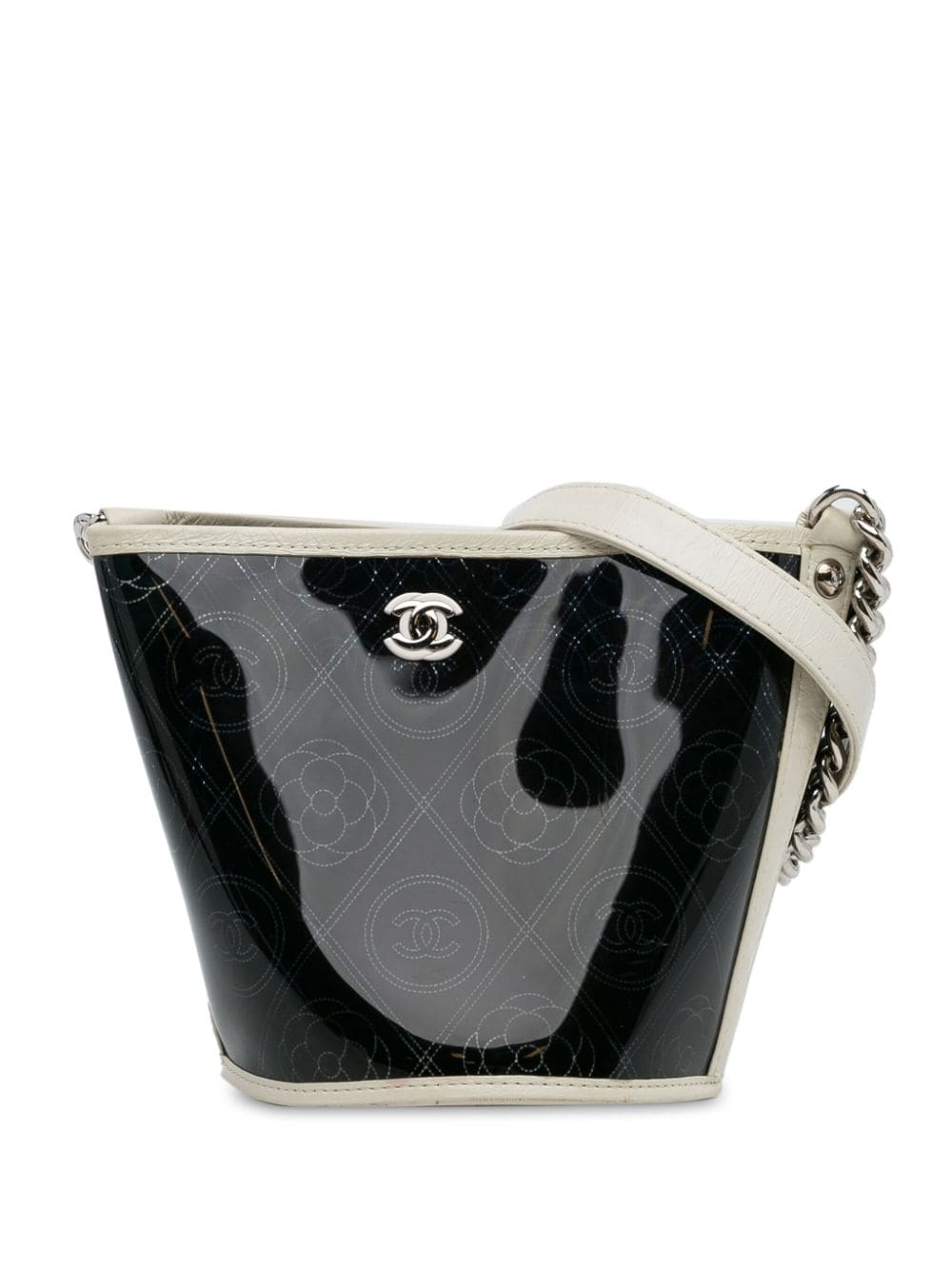 Pre-owned Chanel 2018 Pvc Camellia Bucket Bag In Black