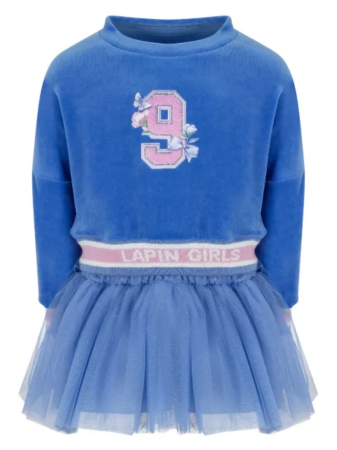 Lapin House velvet tulle-overlay dress