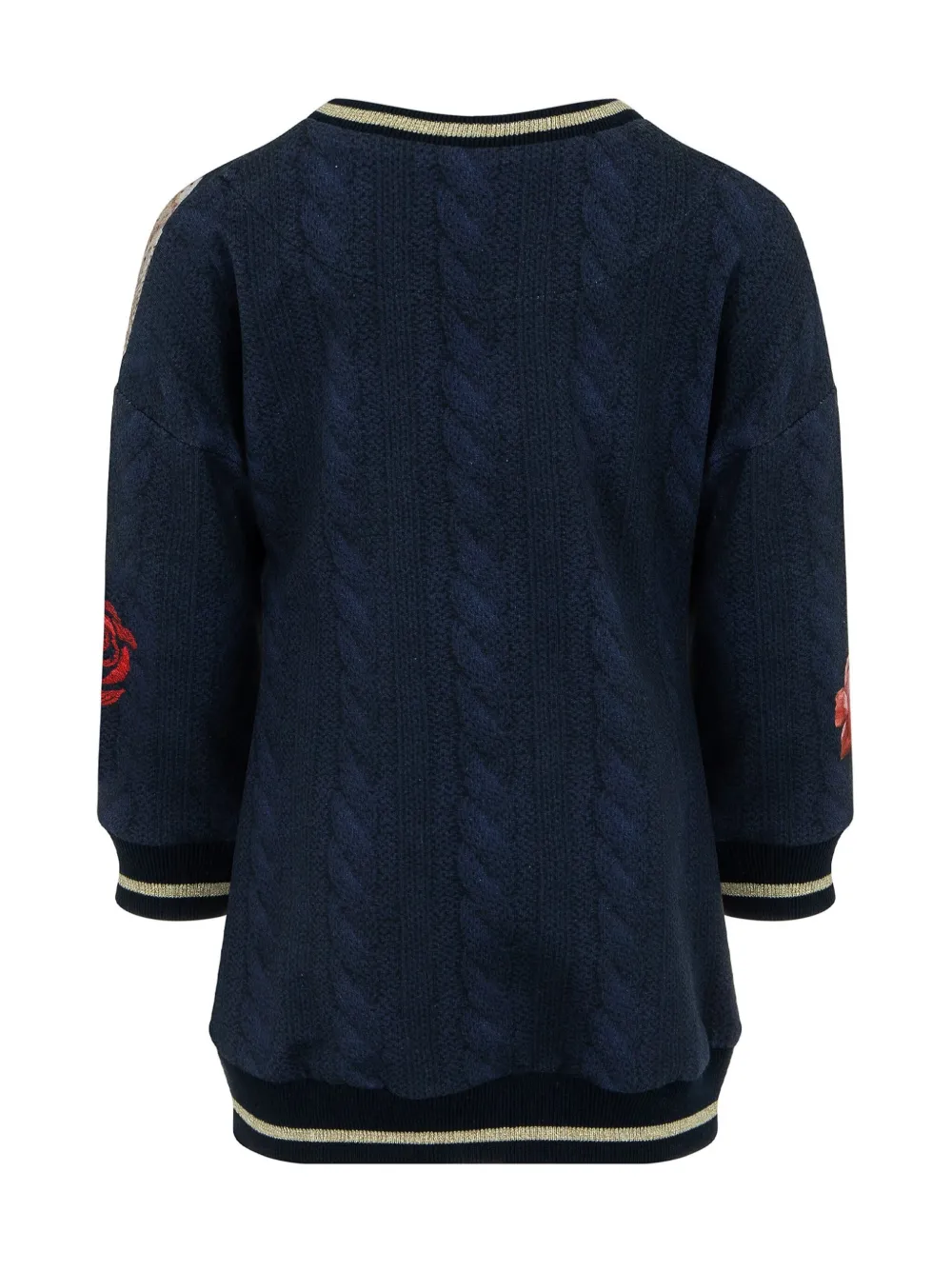 Lapin House Kabelgebreide jurk met beerprint Blauw