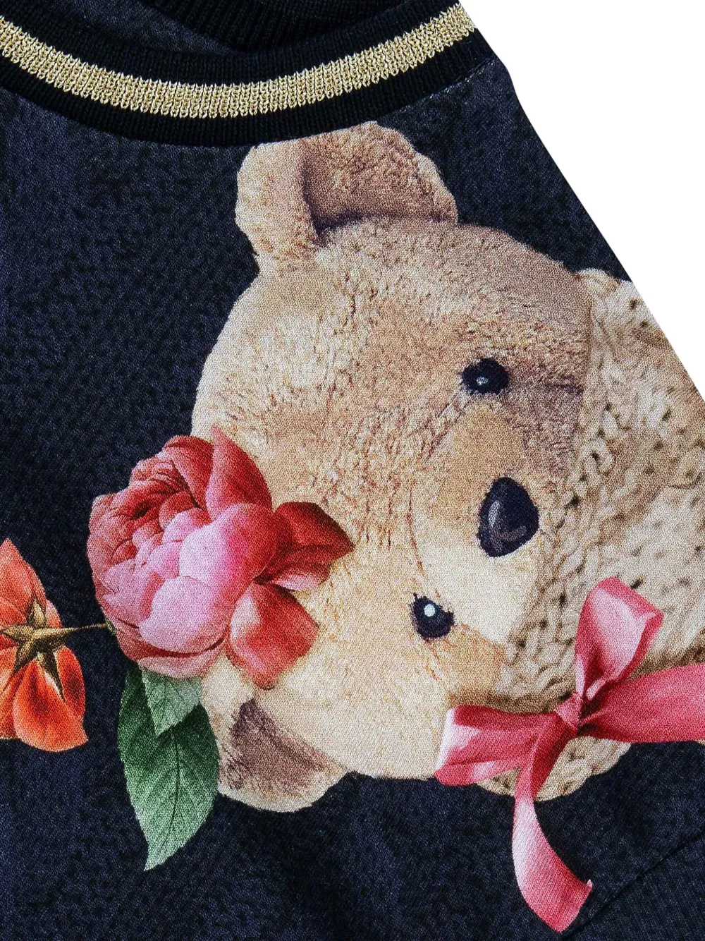 Lapin House Kabelgebreide jurk met beerprint Blauw