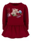 Lapin House floral bear print combined dress - Red