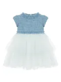 Lapin House pearl-detail tweed dress - White