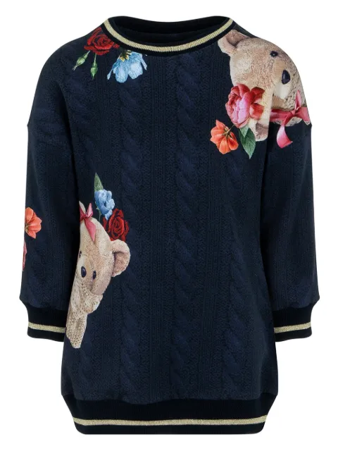 Lapin House teddy bear-print knitted dress