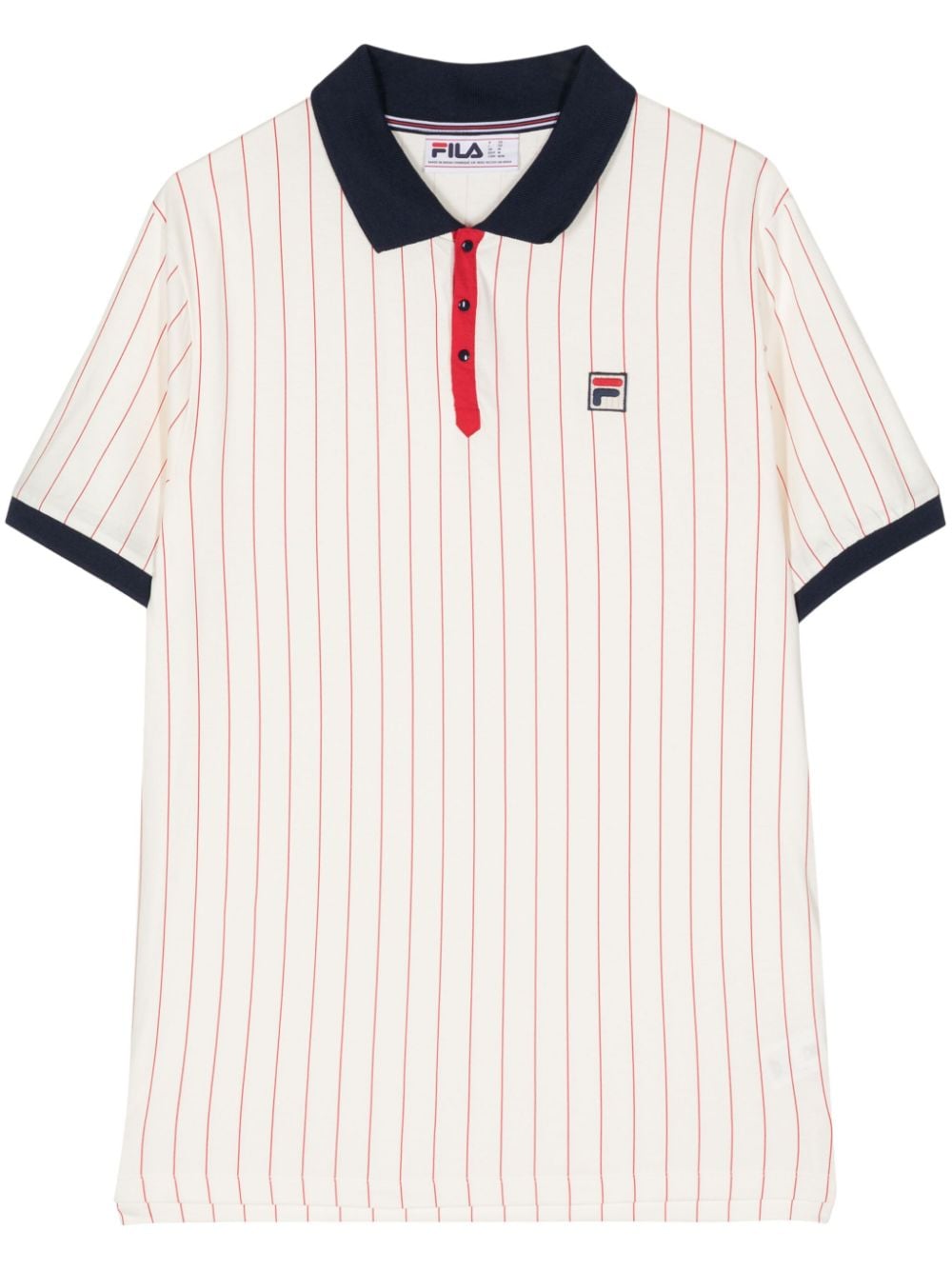 Fila Striped Cotton Polo Shirt In Neutrals
