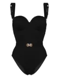 Noire Swimwear belted ruched balconette swimsuit - Black