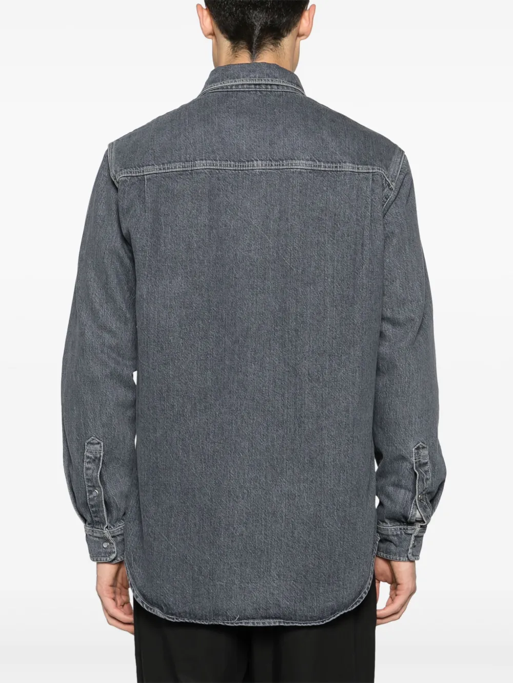 Shop Samsoe & Samsoe Sadamon Denim Shirt In Grey