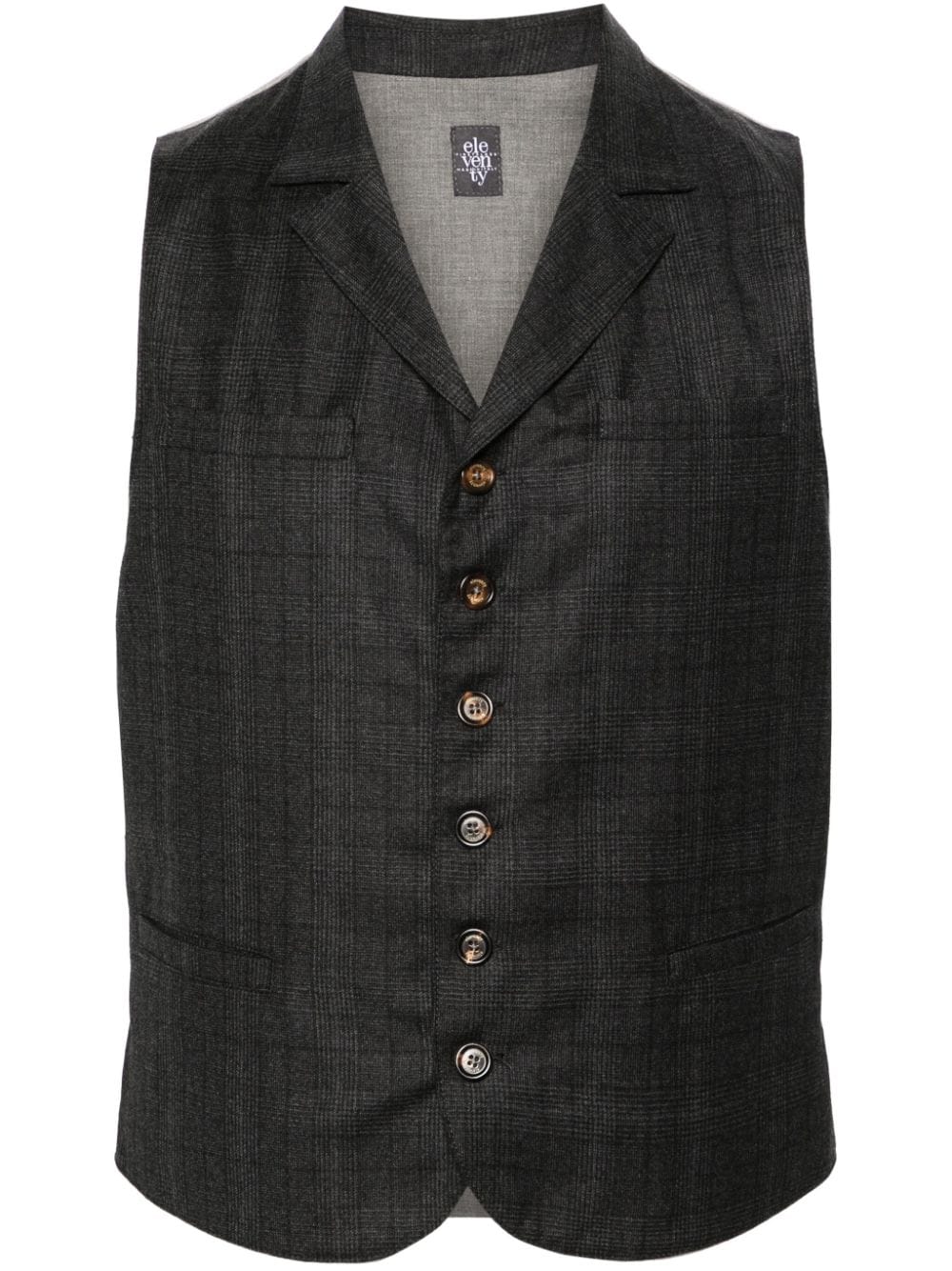 Eleventy Checked Wool Waistcoat In Gray