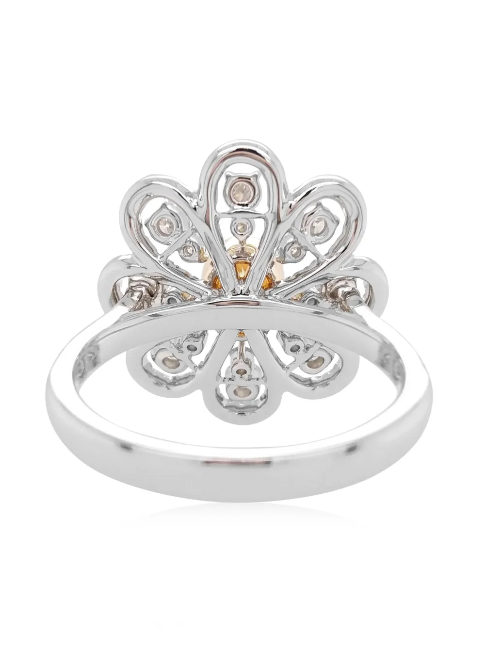Shop Hyt Jewelry 18kt Yellow Gold Palladium And Diamond Ring In Silver