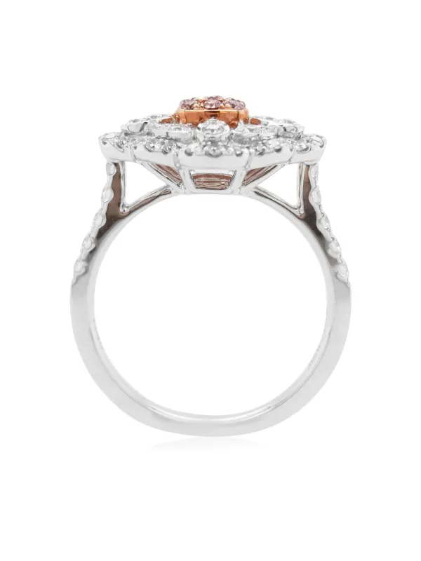 HYT Jewelry 18kt Rose Gold And Platinum Diamond Ring Silver