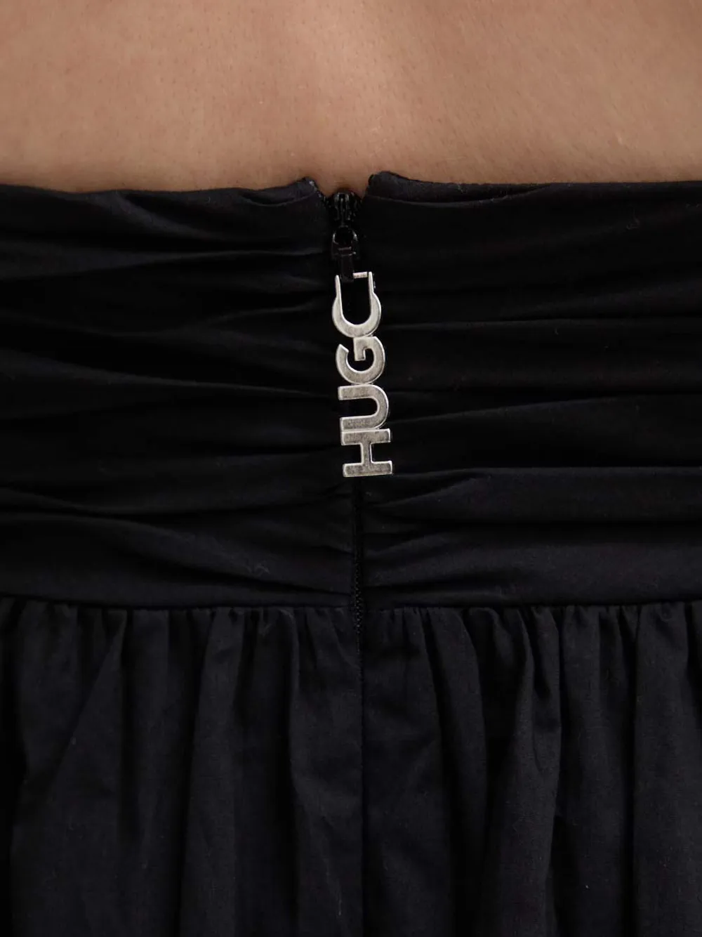 HUGO Gesmockte mini-jurk met gestrikt bandje Zwart