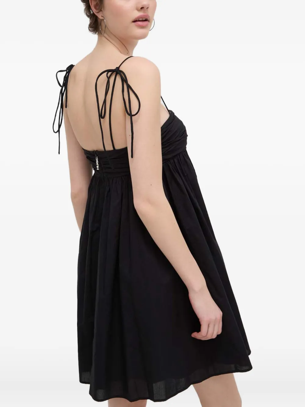 HUGO Gesmockte mini-jurk met gestrikt bandje Zwart