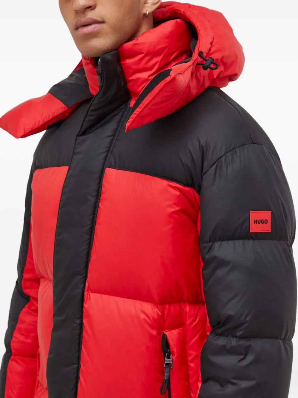 HUGO Jack met colourblocking en capuchon Rood