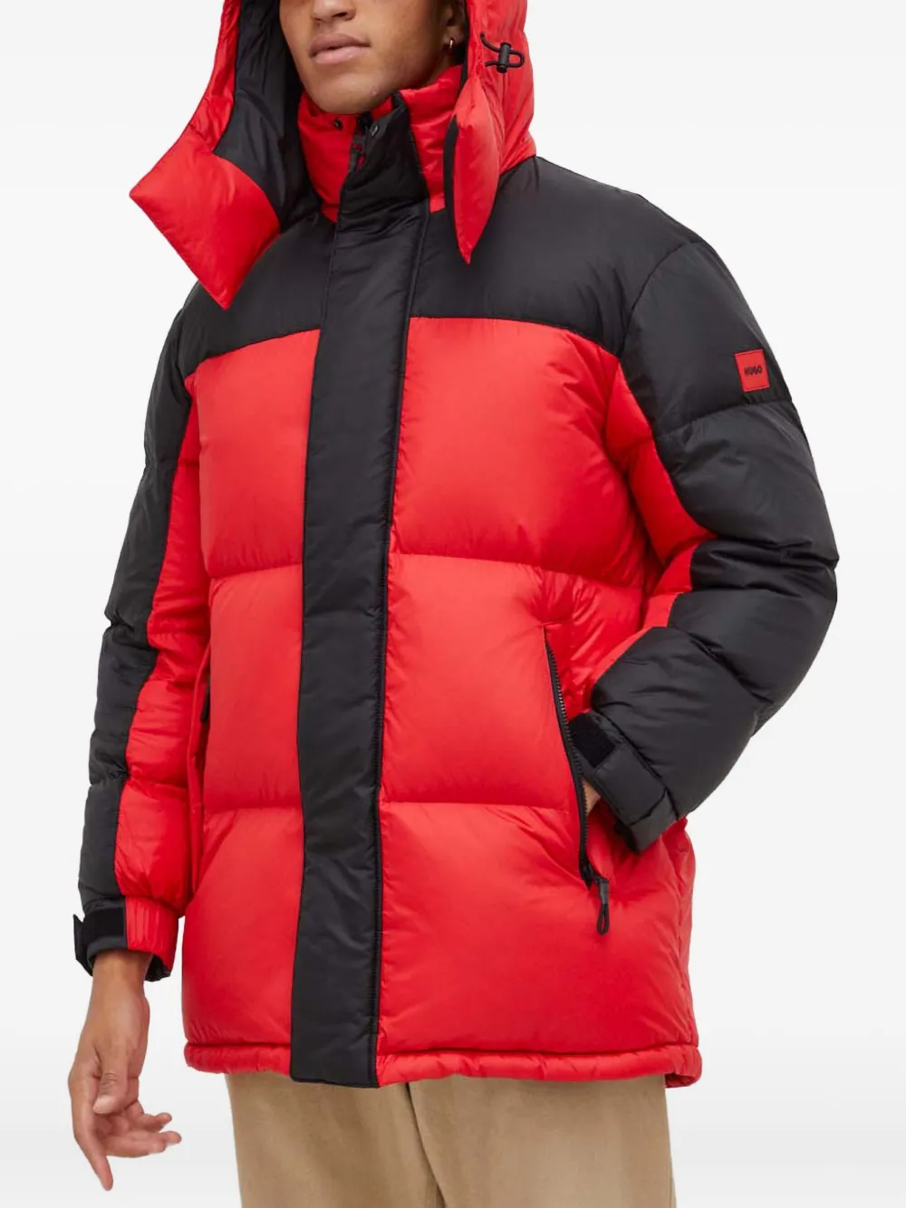 HUGO 컬러 블록 후드 재킷 | 레드 | Image 1