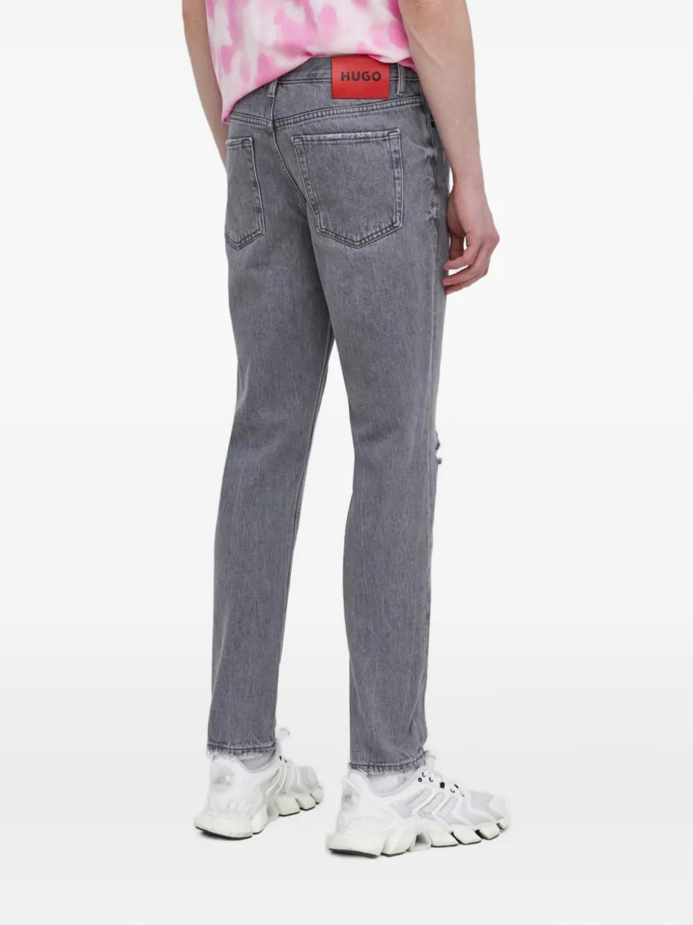 HUGO Jeans met gerafeld detail Grijs