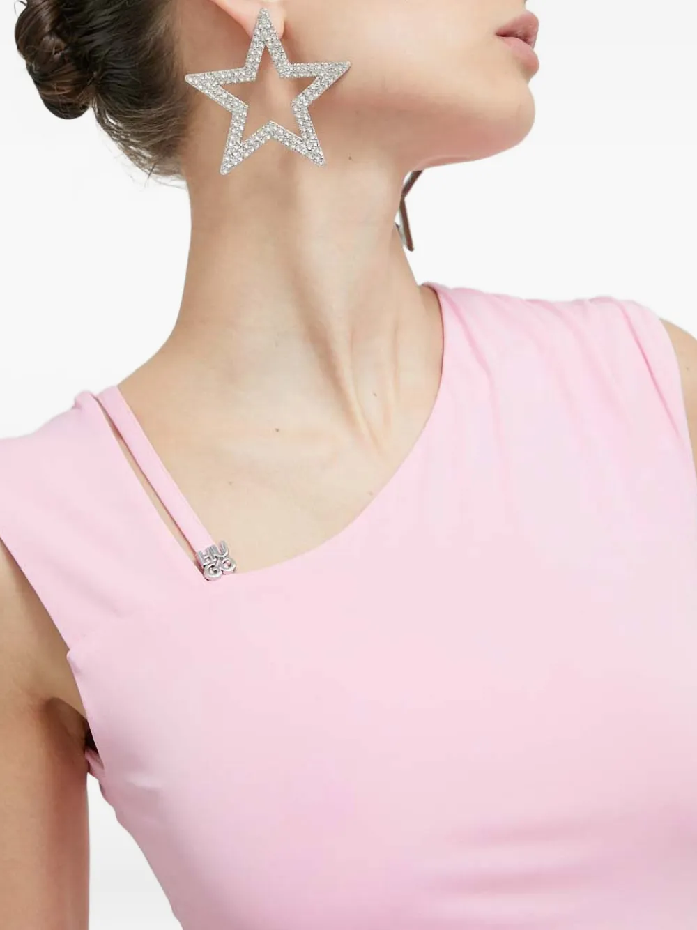 HUGO Asymmetrische mini-jurk met logo Roze