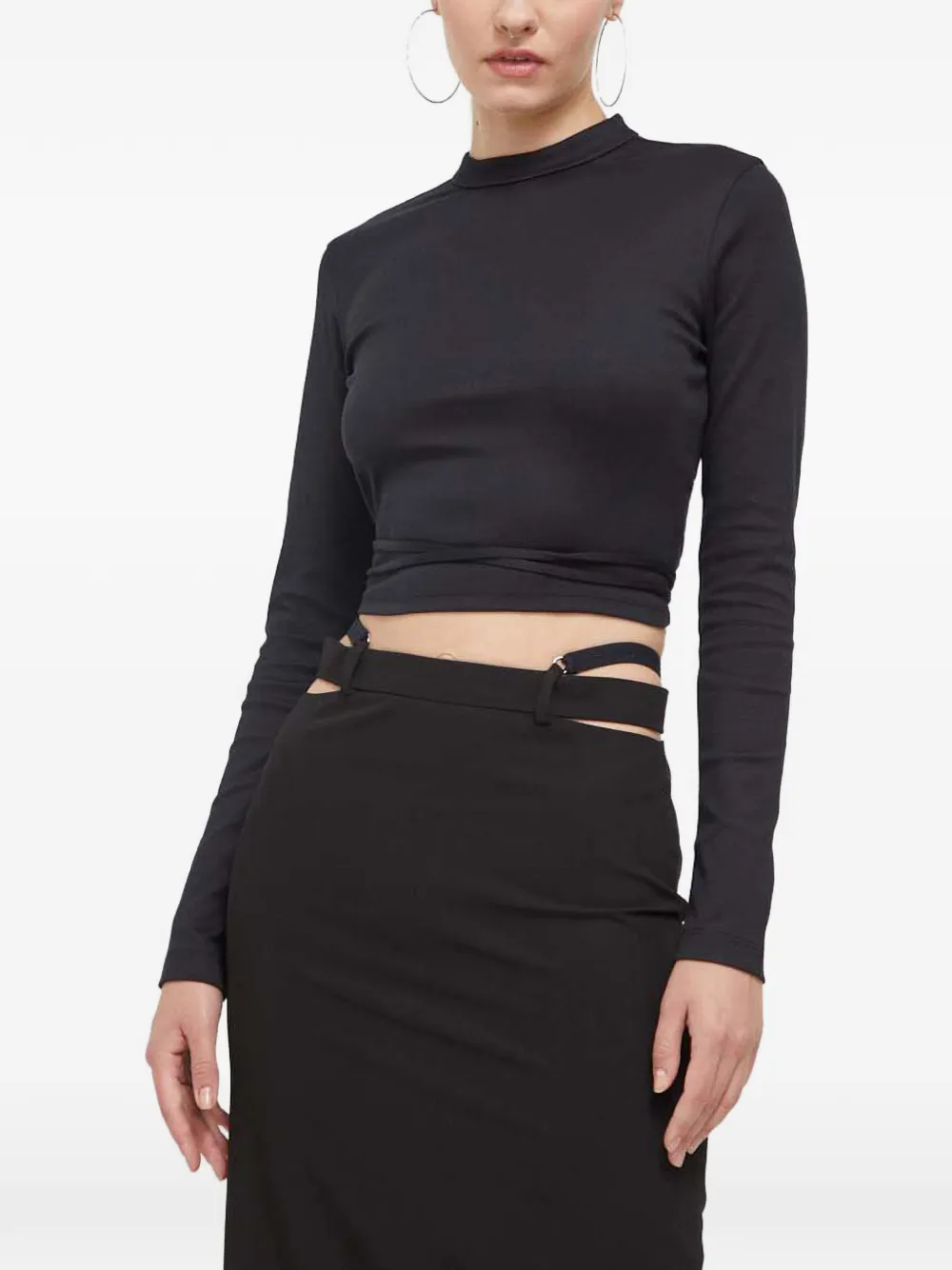 HUGO cut-out logo-detail top - Nero
