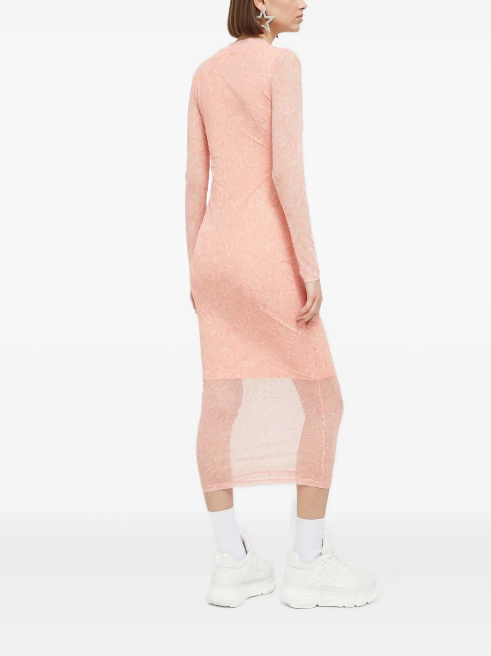 HUGO Midi-jurk met paisley-print en lange mouwen - Roze
