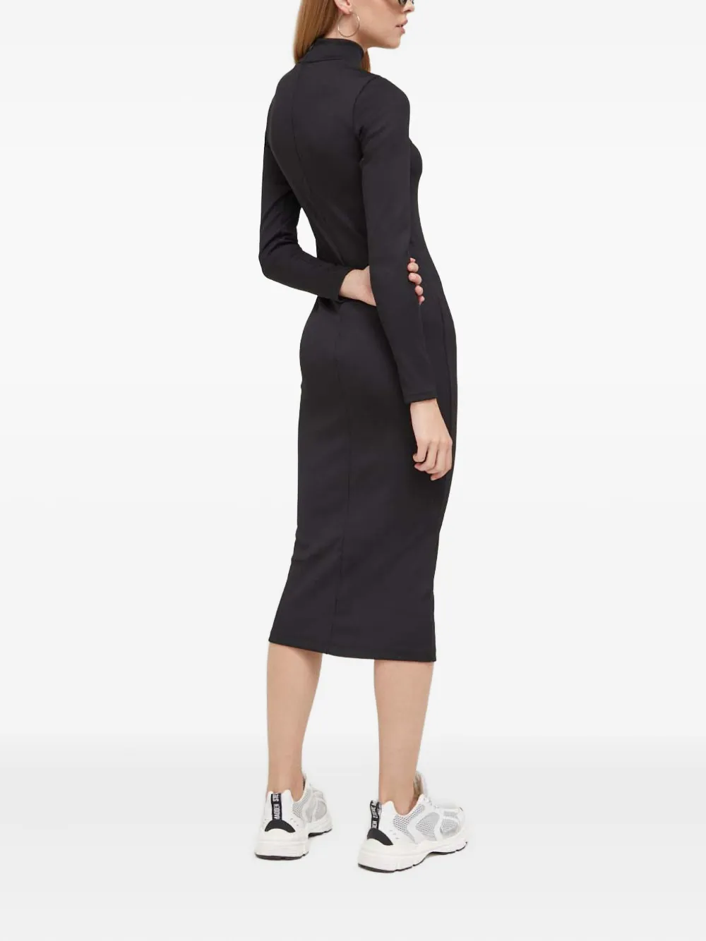 HUGO Midi-jurk met col en uitgesneden details Zwart