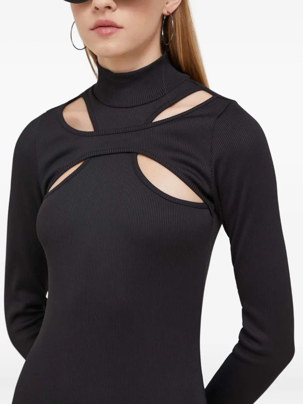 HUGO Midi-jurk met col en uitgesneden details Zwart