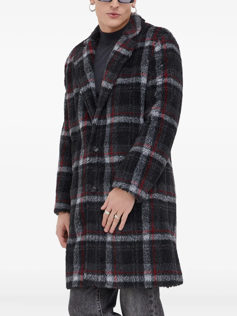 HUGO checked buttoned coat | Grey | Image 1