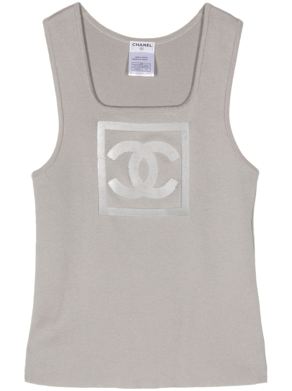 Pre-owned Chanel 2001 Cc Cotton Tank Top In Grey
