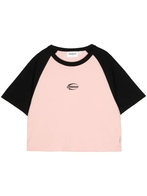 CHOCOOLATE logo-print colourblock T-shirt