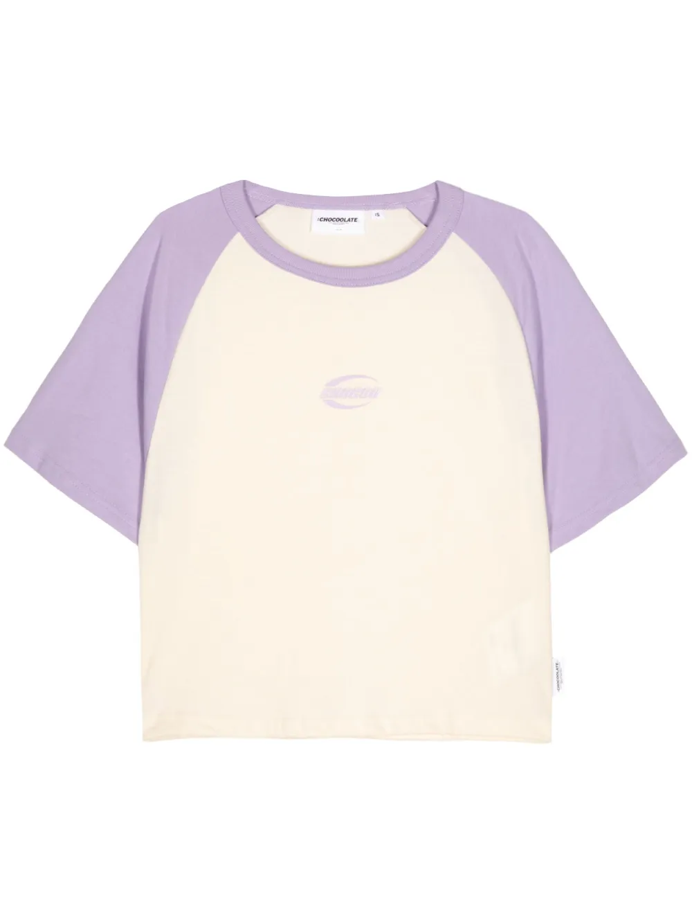 CHOCOOLATE T-shirt met colourblocking en logoprint Beige