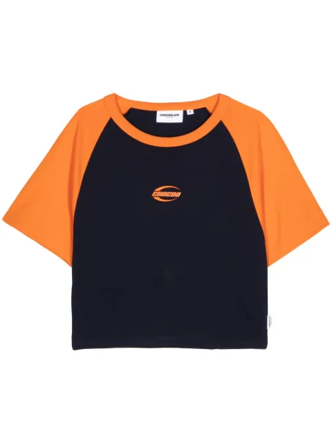 CHOCOOLATE logo-print colourblock T-shirt