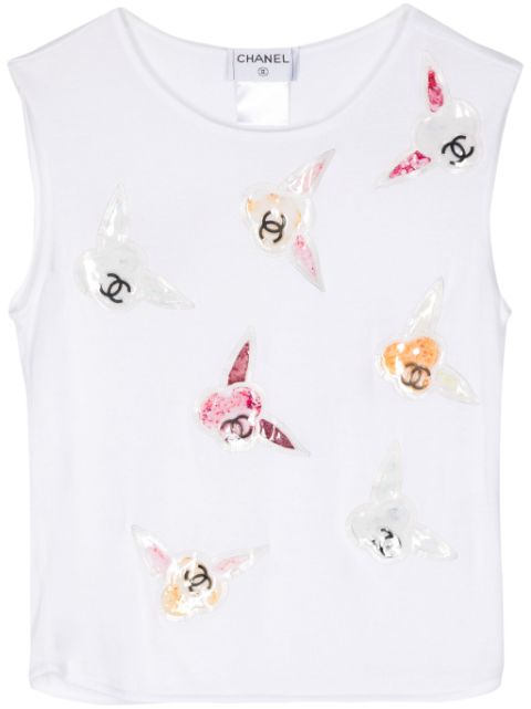 HOT SALE CHANEL 2000s camellia patches tank top Women