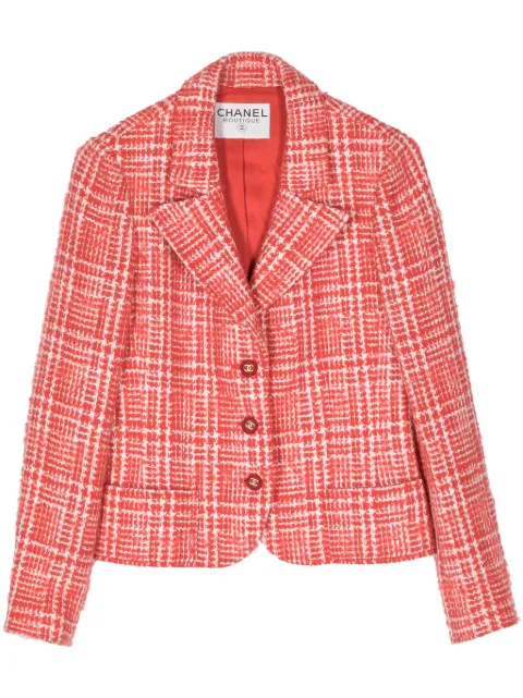 CHANEL Pre-Owned blazer de tweed con logo CC en los botones 2000