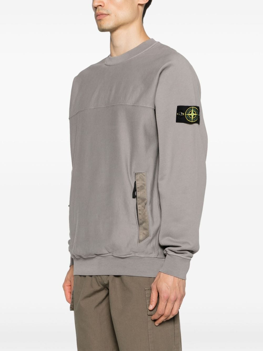 Stone Island Sweater met Compass-logopatch en vlakken Grijs