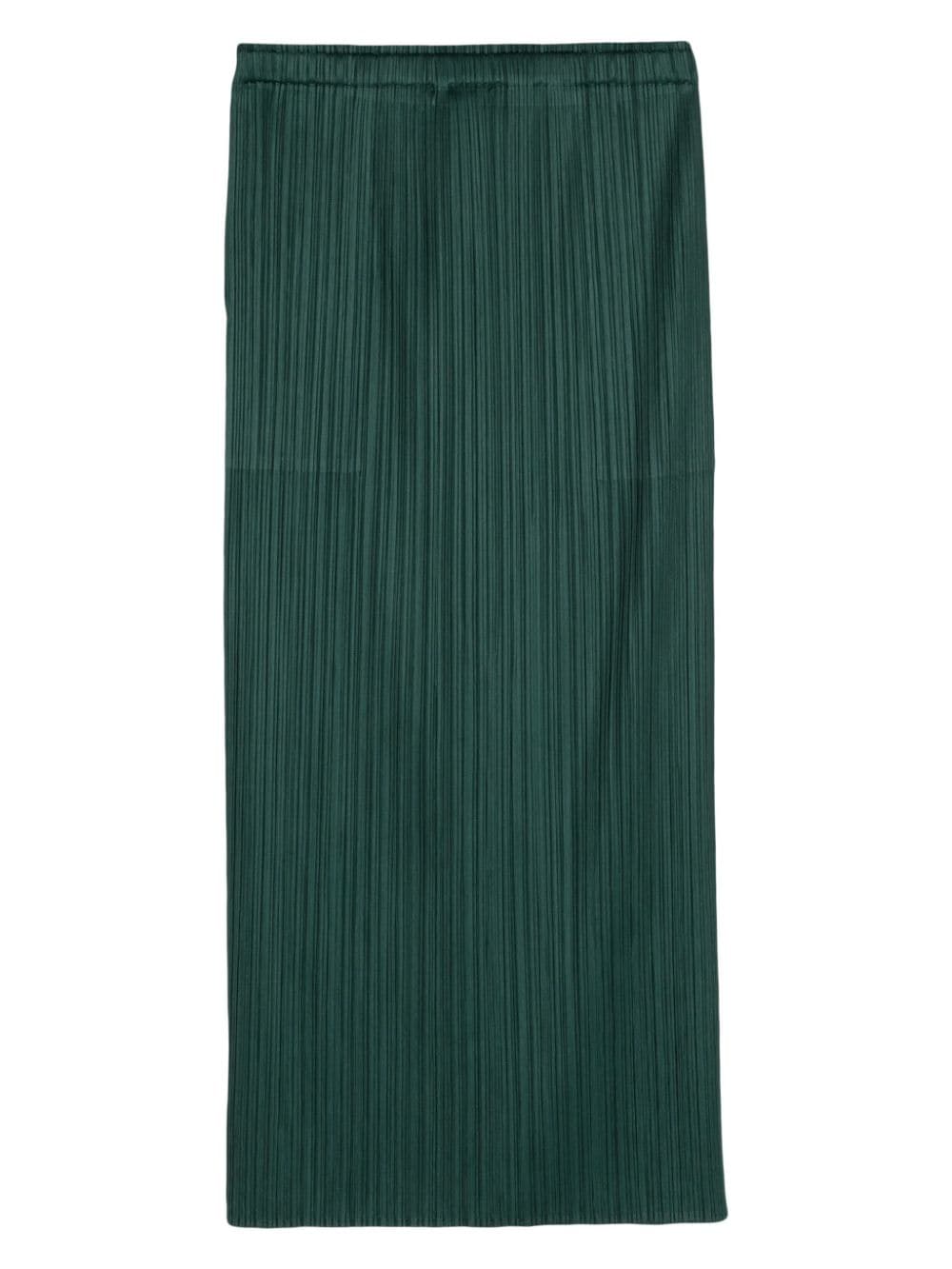 Shop Issey Miyake Pleated Satined Pencil Midi Skirt In Green