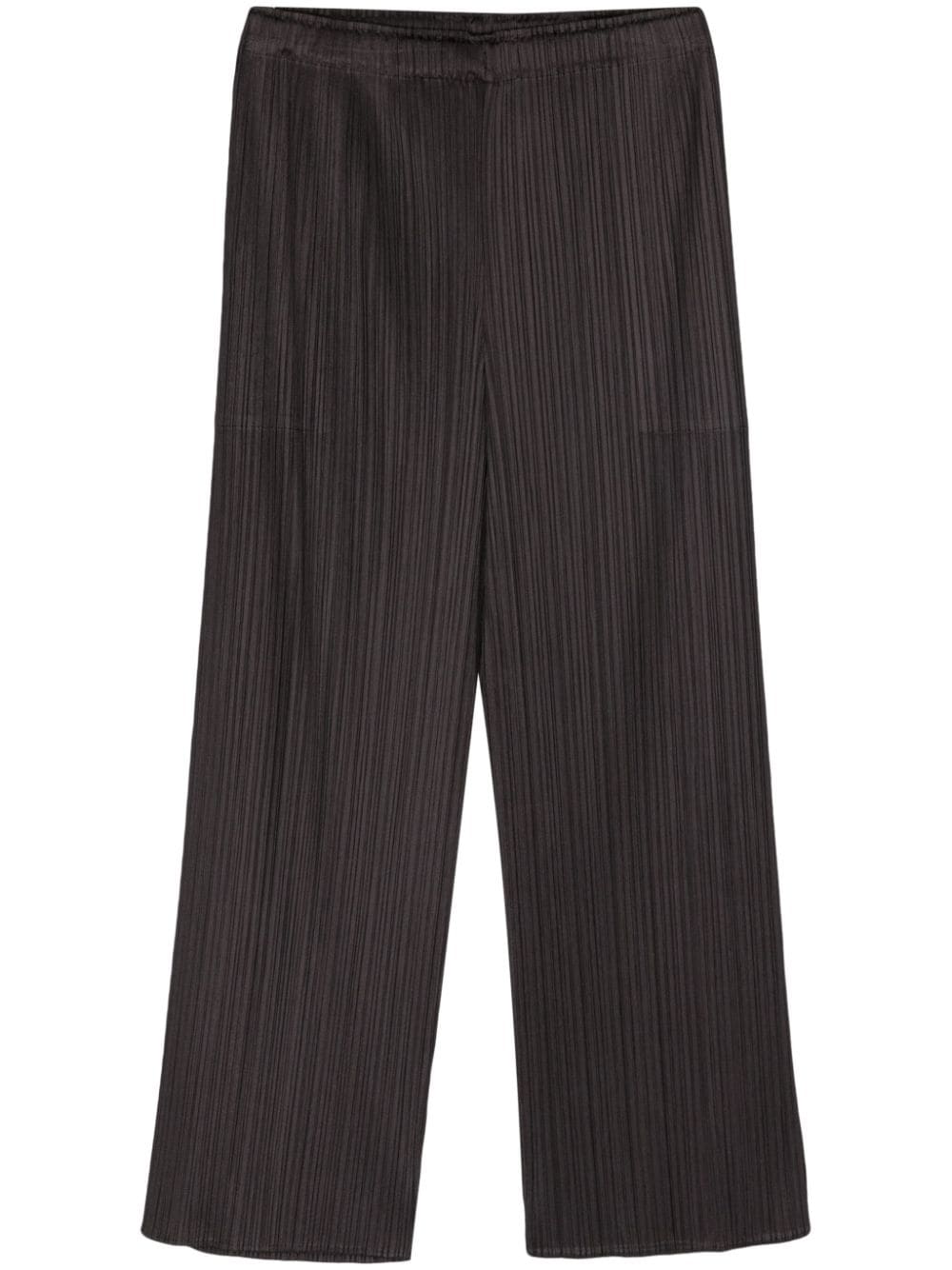 Issey Miyake Pleated Satined Cropped Trousers In Black