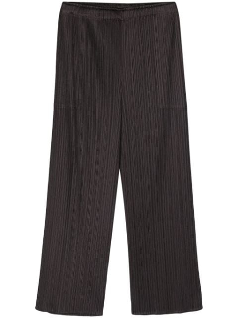 Pleats Please Issey Miyake pleated satined cropped trousers