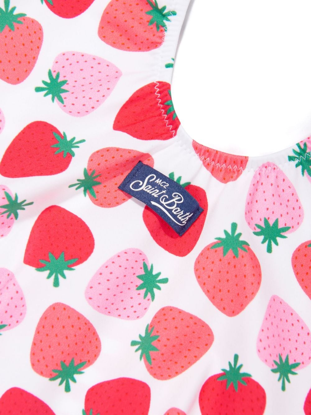 草莓印花荷叶边连体泳衣