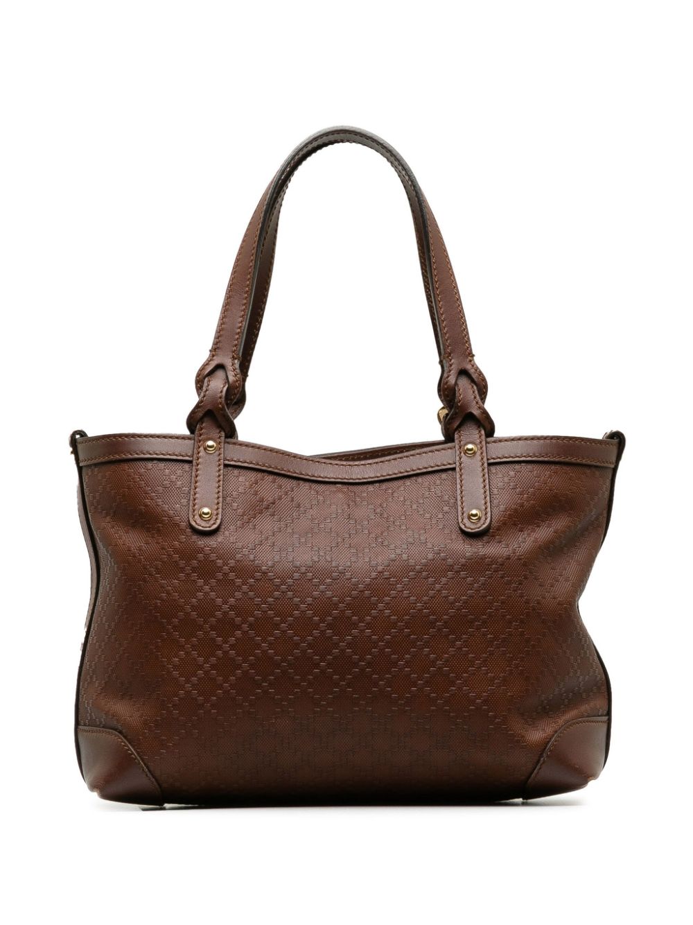 Pre-owned Gucci 2000-2015 Leather Diamante Craft Tote Bag In Brown