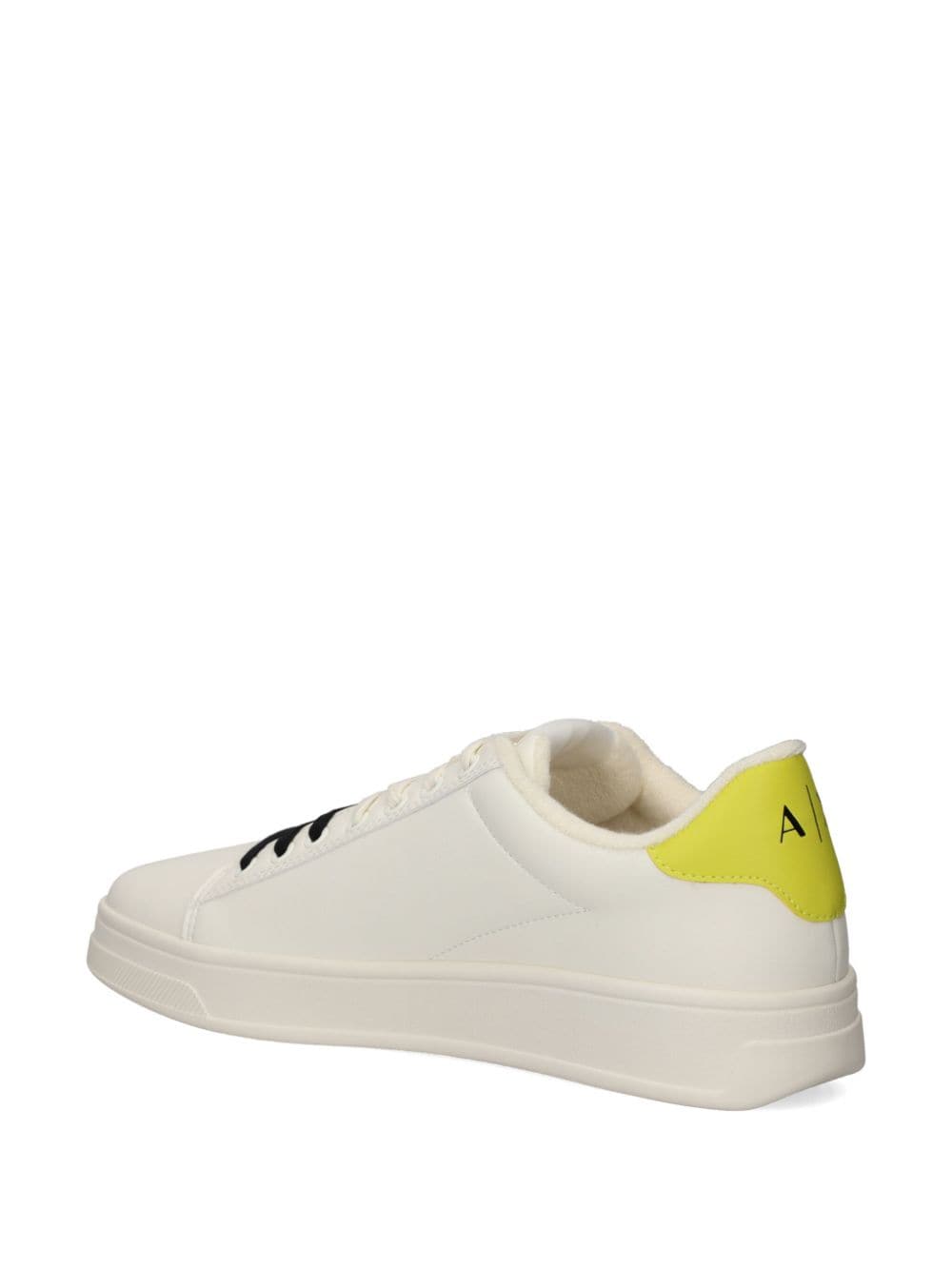 Shop Armani Exchange Double-coloured Laces Leather Sneakers In White