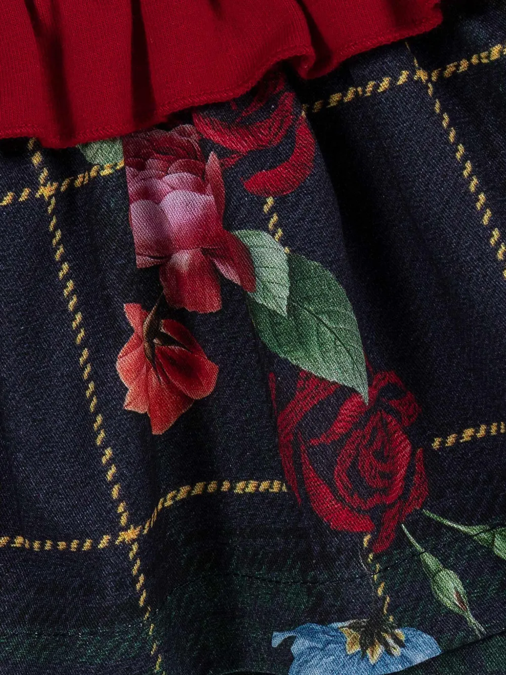 Lapin House Geruite jurk met print Rood