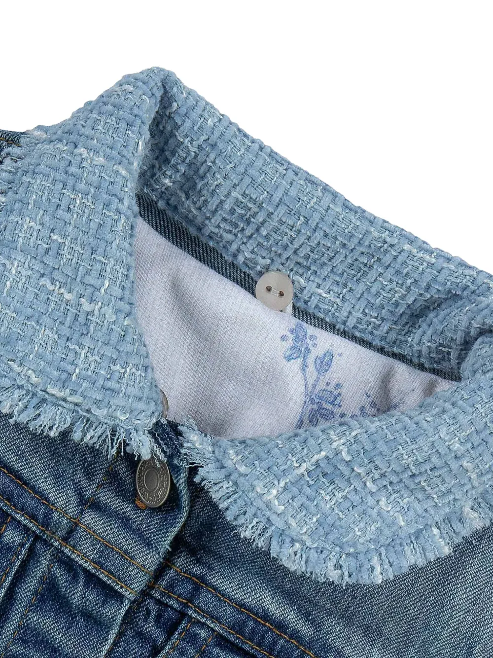 Lapin House Tweed spijkerjack met franje Blauw