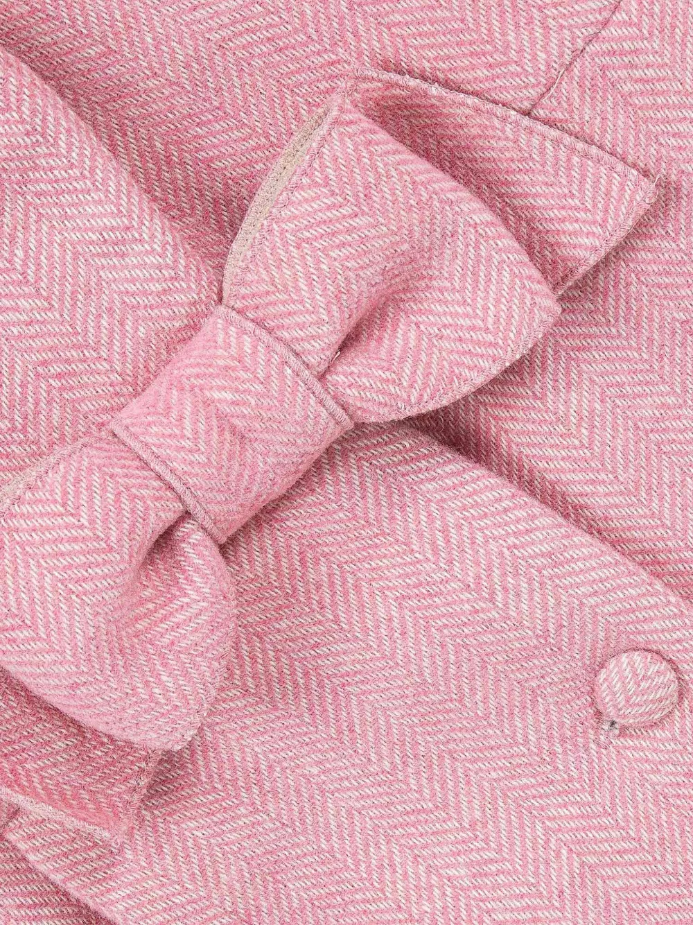 Lapin House Bow Double Breasted Coat In Pink