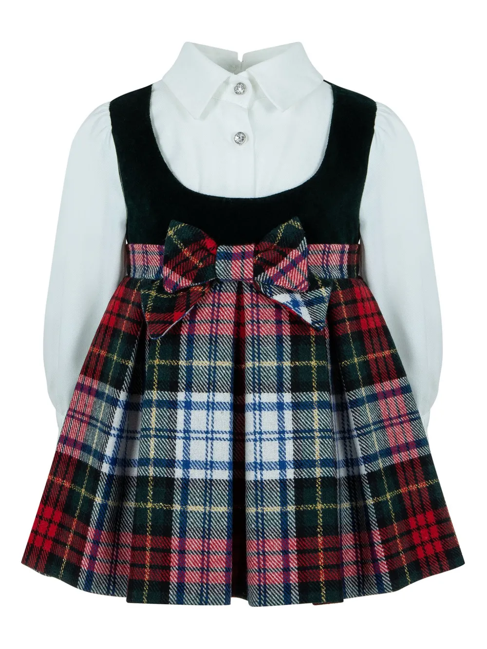 Lapin House Kids' Plaid-check Bow-detailed Dress In Black