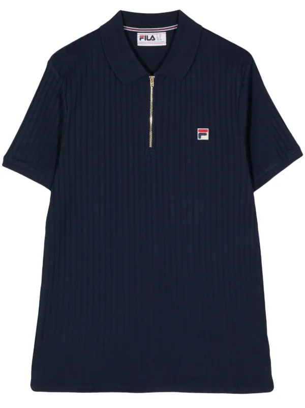 Fila Ribbed Cotton Polo Shirt Blue FARFETCH AU