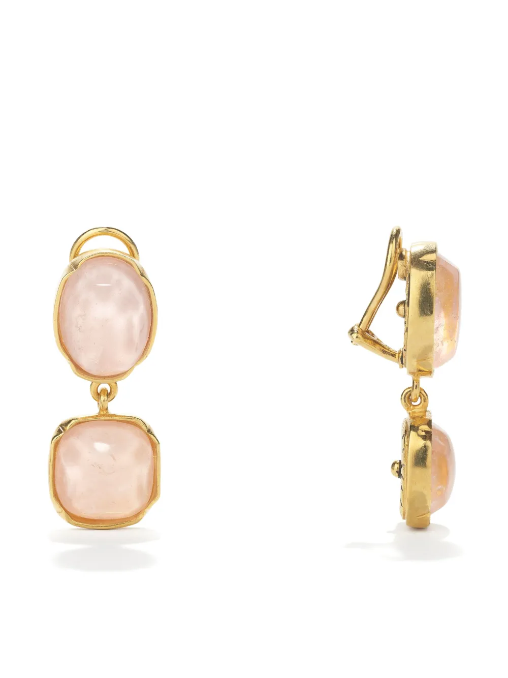 Goossens Cabochons Two Clip-on Drop Earrings In Gold