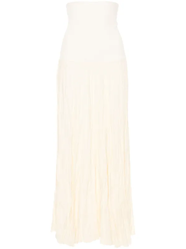 Johanna Ortiz Light Sound Crinkled Midi Skirt in Neutrals