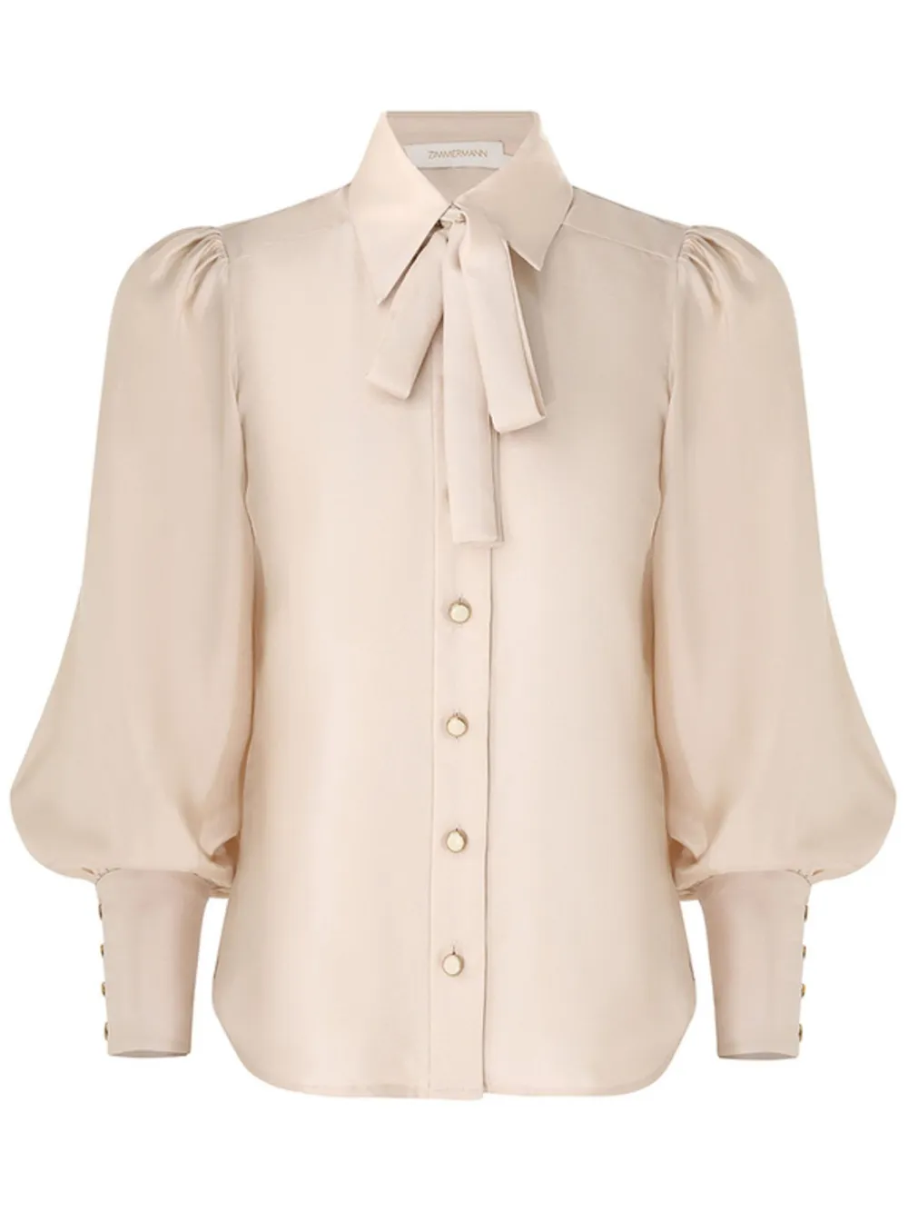 Zimmermann Pussy-bow Silk-twill Blouse In Neutral