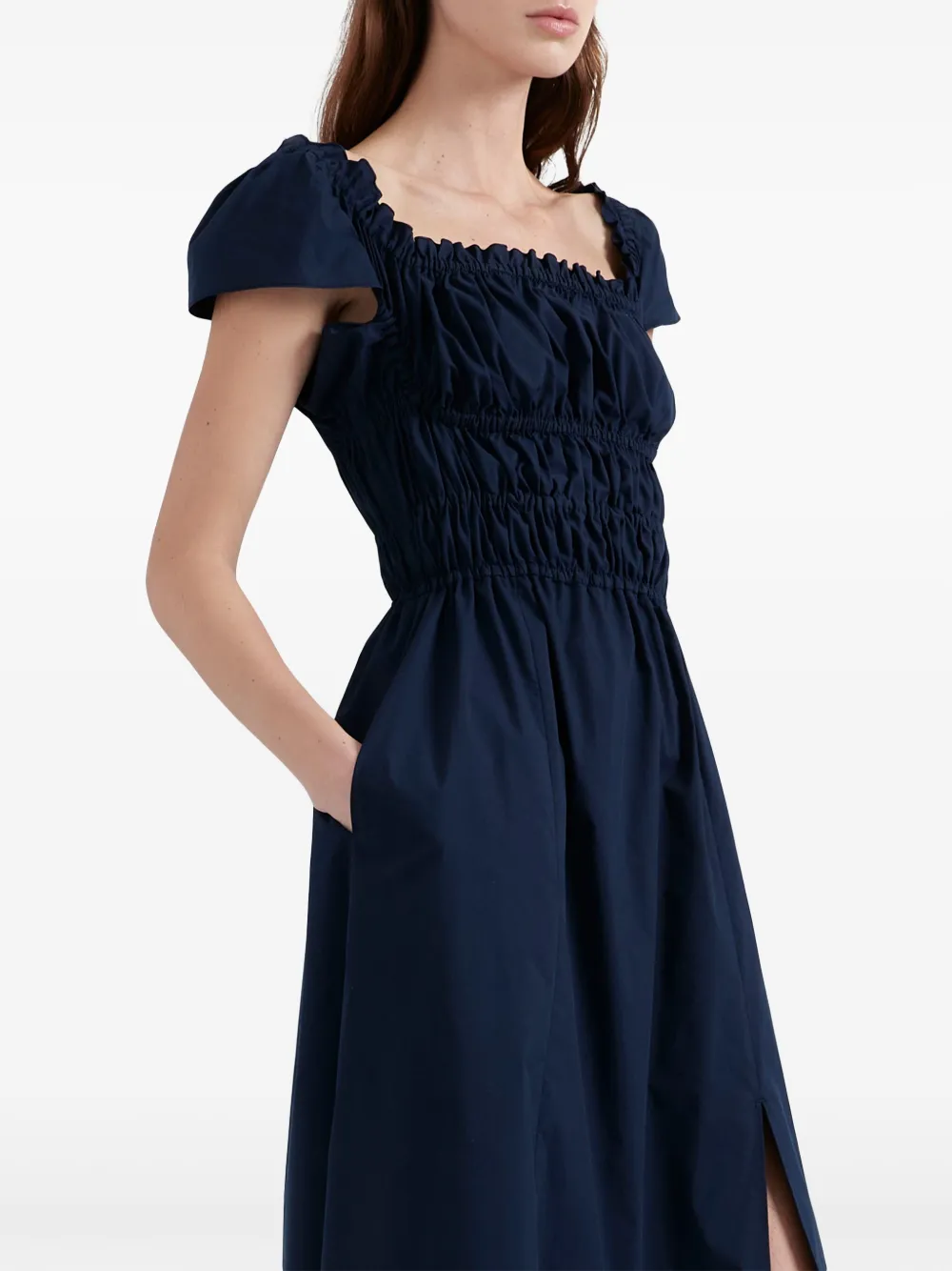 Shop Altuzarra Lily Cotton Midi Dress In Blue