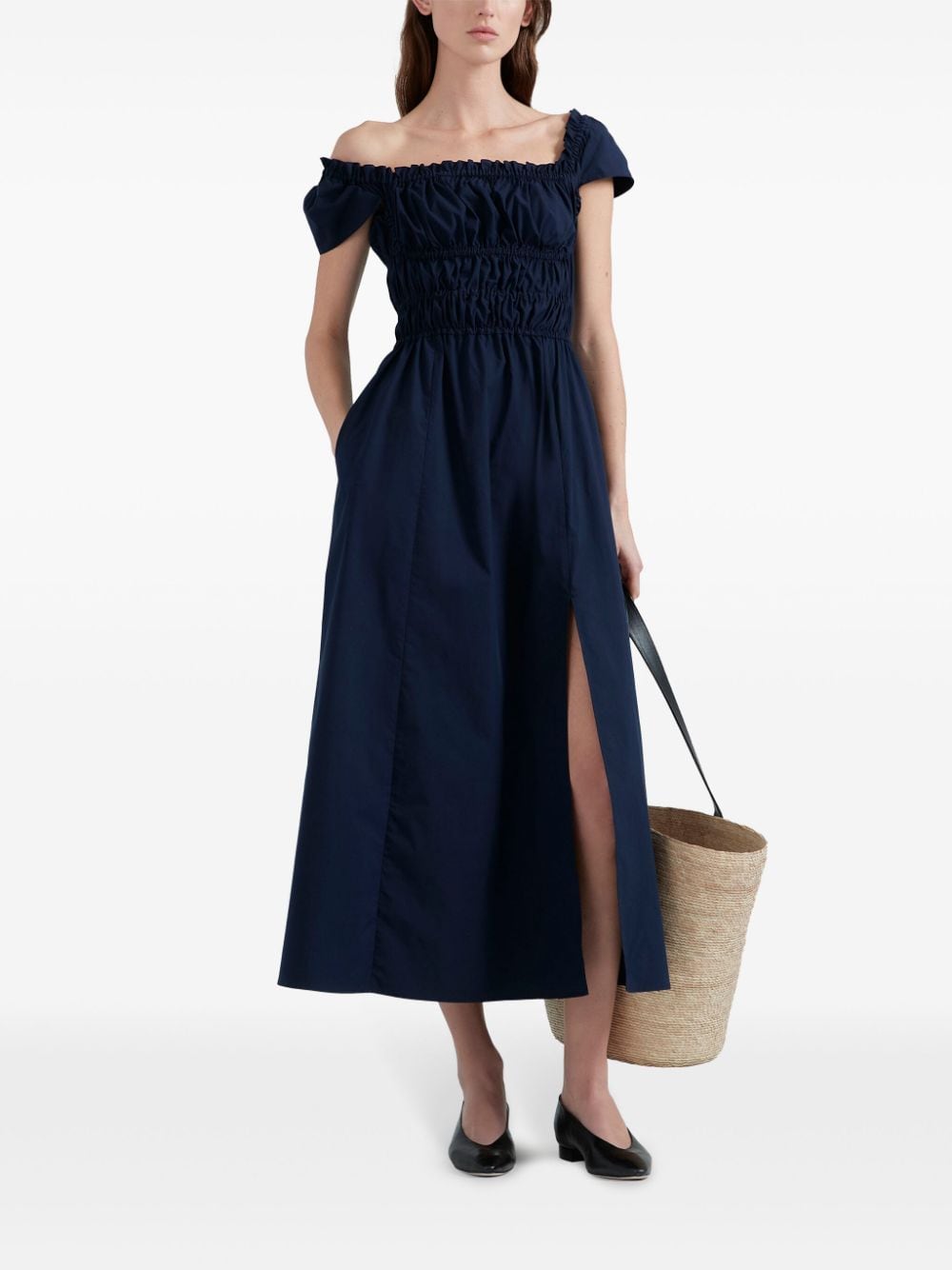 Shop Altuzarra Lily Cotton Midi Dress In Blue